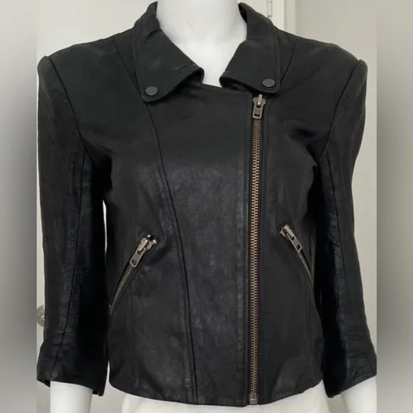 Theyskens Theory Leather Jacket Theyskens Theory Jotor Blue Lamb